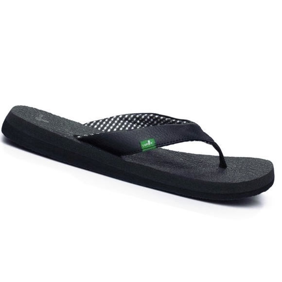 Sanuk Flip Flops Yoga Mat Cushion Black Women/'s Thong Sandals